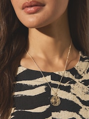 Gold Tone The Kings Trust X Next Change a Girls Life Campaign Hammered Disc Necklace - Image 1 of 5