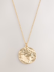 Gold Tone The Kings Trust X Next Change a Girls Life Campaign Hammered Disc Necklace - Image 3 of 5