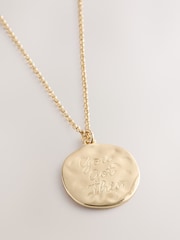 Gold Tone The Kings Trust X Next Change a Girls Life Campaign Hammered Disc Necklace - Image 4 of 5