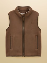 Joules Kids' Heritage Chocolate Brown Fleece Gilet - Image 1 of 6