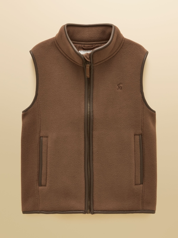 Joules Kids' Heritage Chocolate Brown Fleece Gilet - Image 1 of 6 Joules Kids' Heritage Chocolate Brown Fleece Gilet - Image 1 of 6