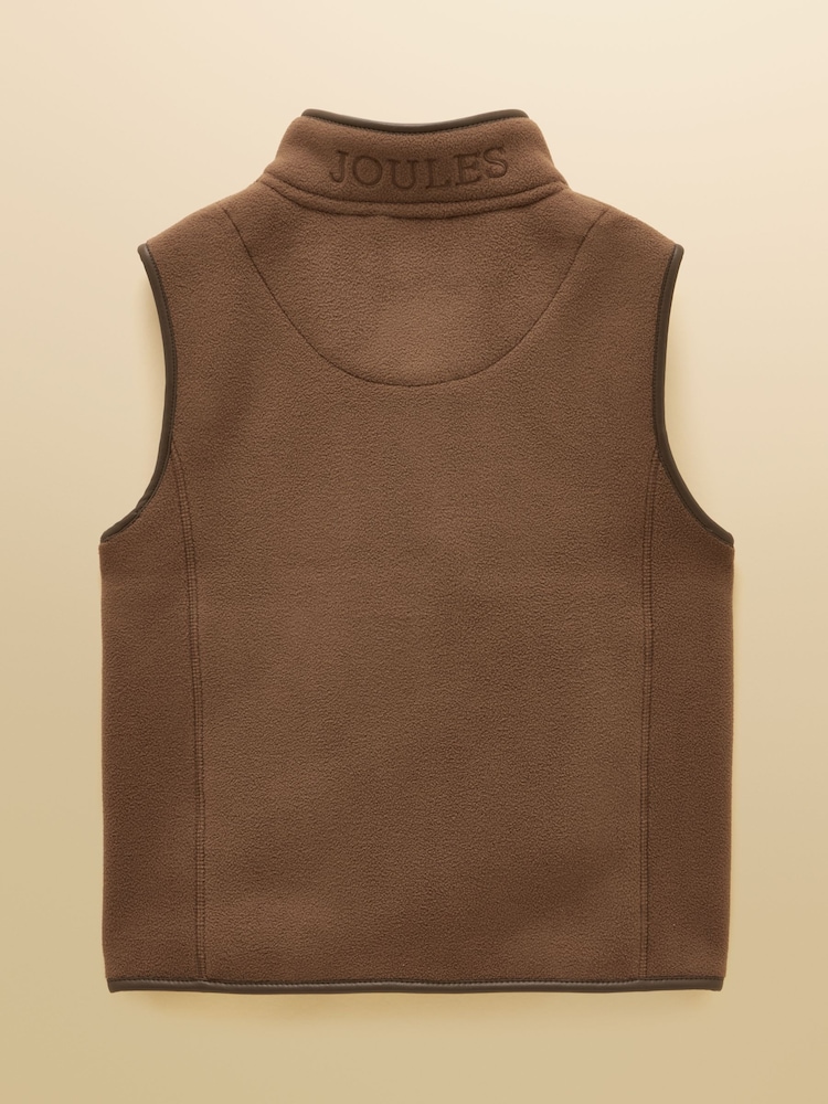 Joules Kids' Heritage Chocolate Brown Fleece Gilet - Image 2 of 6 Joules Kids' Heritage Chocolate Brown Fleece Gilet - Image 2 of 6