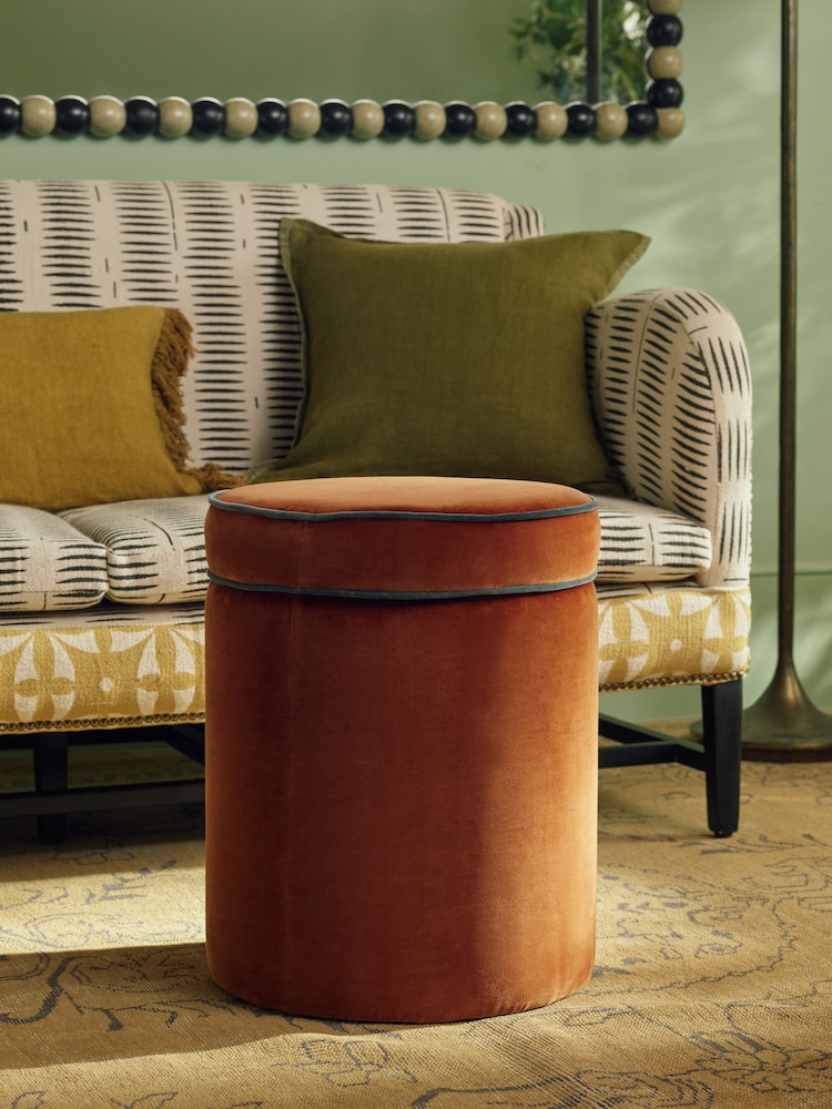 Oka Orange Samena Ottoman - Image 1 of 4