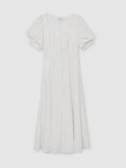 Reiss Riva Linen Puff-Sleeve Embroidered Midi Dress - 7的图像2｝