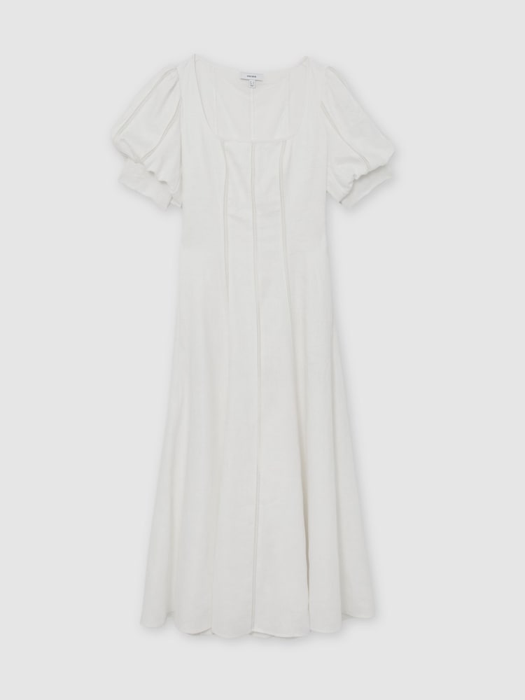 Reiss Riva Linen Puff-Sleeve Embroidered Midi Dress - 7的图像2｝