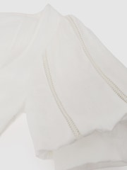 Reiss Riva Linen Puff-Sleeve Embroidered Midi Dress - 7的图像7｝