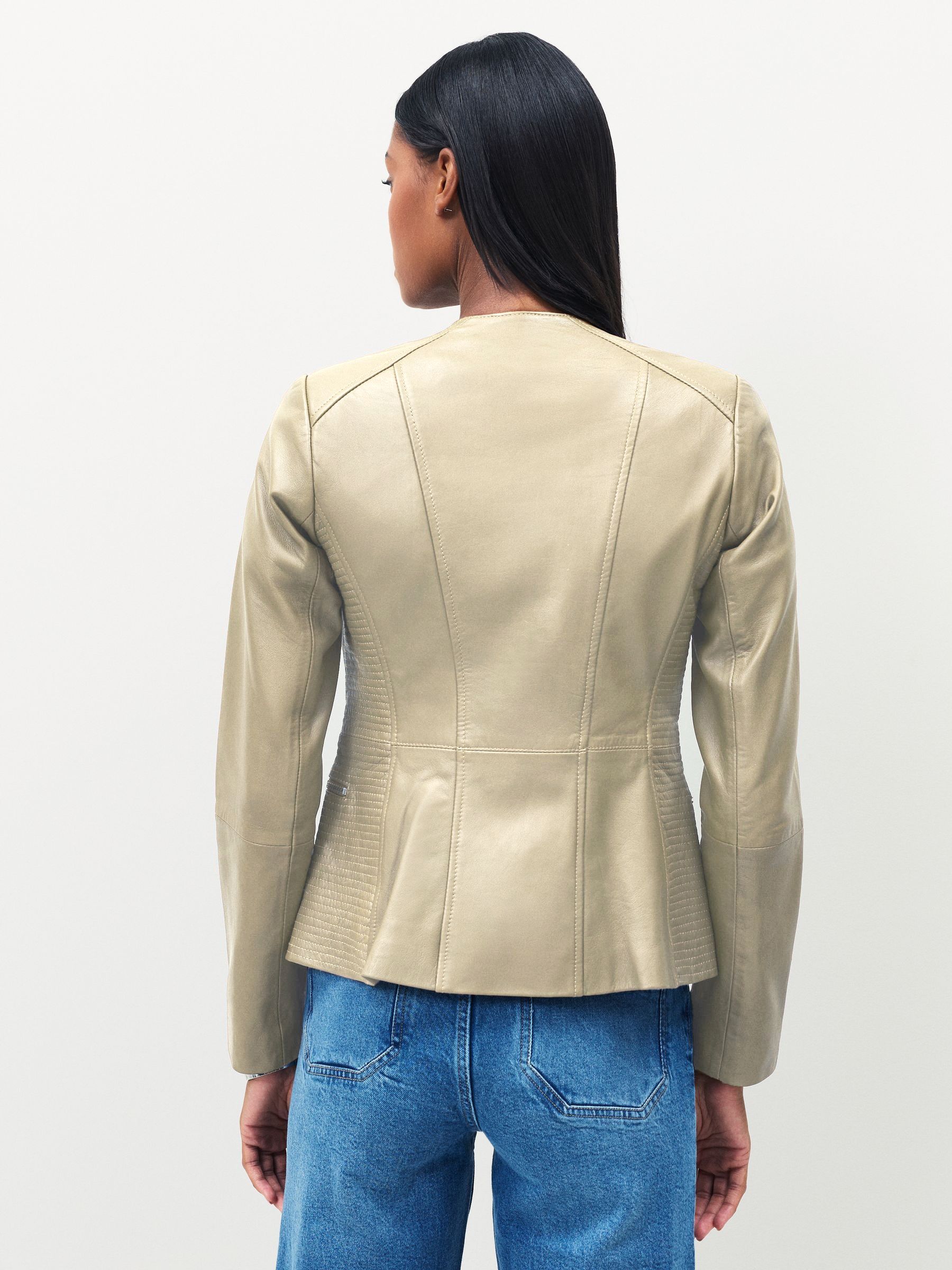 Buy Urban Code Cream Collarless Leather Jacket from Next USA