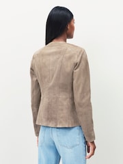 Urban Code Brown Collarless Suede Jacket - Image 2 of 3