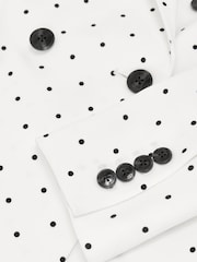 Reiss White/Navy Beatrix Petite Polka-Dot Double-Breasted Suit Blazer - Image 7 of 8