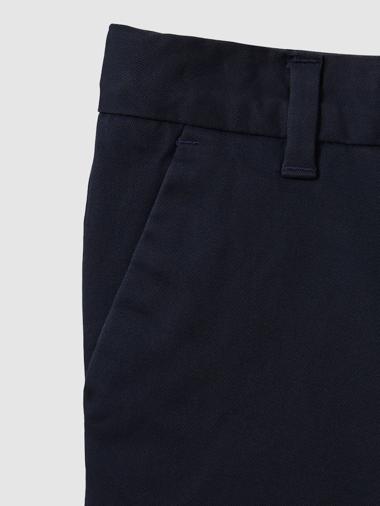 Reiss Navy Wicket 3-9 yrs Cotton Chino Shorts with Stretch - Image 4 of 4