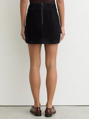 Reiss Navy Vida Suede Patch-Pocket Mini Skirt - Image 5 of 6