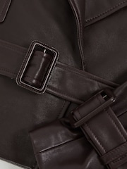 Reiss Oxblood Burgundy Bodie Petite Leather Cropped Trench Jacket - Image 6 of 7