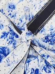 Reiss Ivory/Blue Anisa Floral-Print Belted Mini Dress - Image 6 of 6
