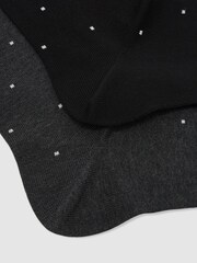Reiss Black/Charcoal Mario Spot 2 Pack Cotton-Blend Polka-Dot Socks - Image 2 of 3