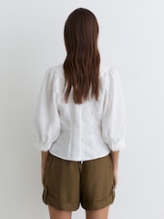 Reiss Evie Linen Balloon-Sleeve Top - 圖片 5/6