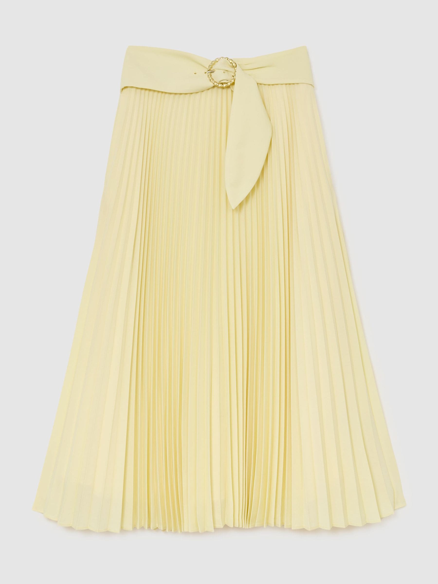 Buy Reiss Yellow Amelie Pleated Belted Midi Skirt from Next USA