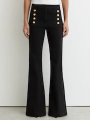Reiss Black Athena Button-Detail Flared Jeans - Image 4 of 7