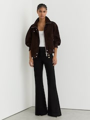 Reiss Black Athena Button-Detail Flared Jeans - Image 6 of 7