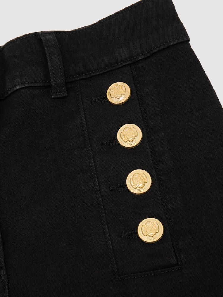Reiss Black Athena Button-Detail Flared Jeans - Image 7 of 7