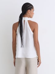 Reiss Ivory Andi Linen Sleeveless Scarf-Neck Top - Image 5 of 7
