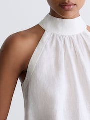 Reiss Ivory Andi Linen Sleeveless Scarf-Neck Top - Image 6 of 7
