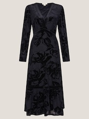 Monsoon Blue Dolly Floral Devoré Midi Dress - Image 6 of 6