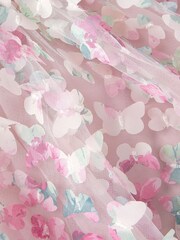 Monsoon Pink Aisha Appliqué Butterfly Ruffle Party Dress - Image 4 of 4