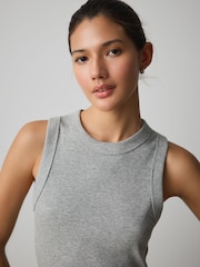 グレー マール - リブ レーサー タンクトップ ノースリーブ トップス - 画像 2 / 6