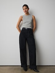 グレー マール - リブ レーサー タンクトップ ノースリーブ トップス - 画像 5 / 6