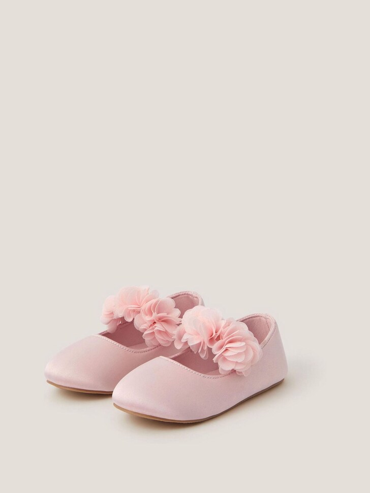 Monsoon Pink Baby Flower Pom Pom Walker Shoes