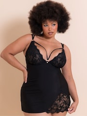 Curvy Kate Embrace Wired Deep Plunge Black Chemise - Image 2 of 7
