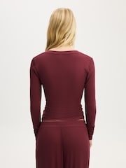 Cotton On Brown Airy Soft Henley Long Sleeve T-Shirt - Image 2 of 4