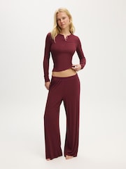 Cotton On Brown Airy Soft Henley Long Sleeve T-Shirt - Image 4 of 4