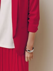 Red Relaxed Ruched Sleeve Blazer - Image 5 of 9