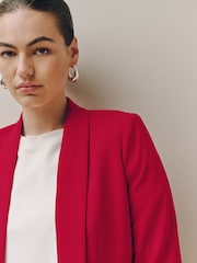 Red Relaxed Ruched Sleeve Blazer - Image 6 of 9