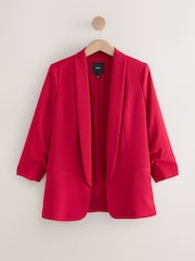 Red Relaxed Ruched Sleeve Blazer - Image 7 of 9
