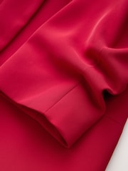 Red Relaxed Ruched Sleeve Blazer - Image 8 of 9