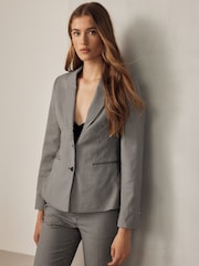 Neutral Dogtooth Cinched Single Breasted Blazer - Image 1 of 9