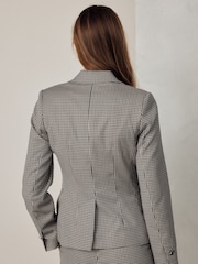 Neutral Dogtooth Cinched Single Breasted Blazer - Image 4 of 9