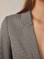 Neutral Dogtooth Cinched Single Breasted Blazer - Image 5 of 9