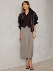 Neutral Dogtooth Midi Kilt - Image 1 of 5