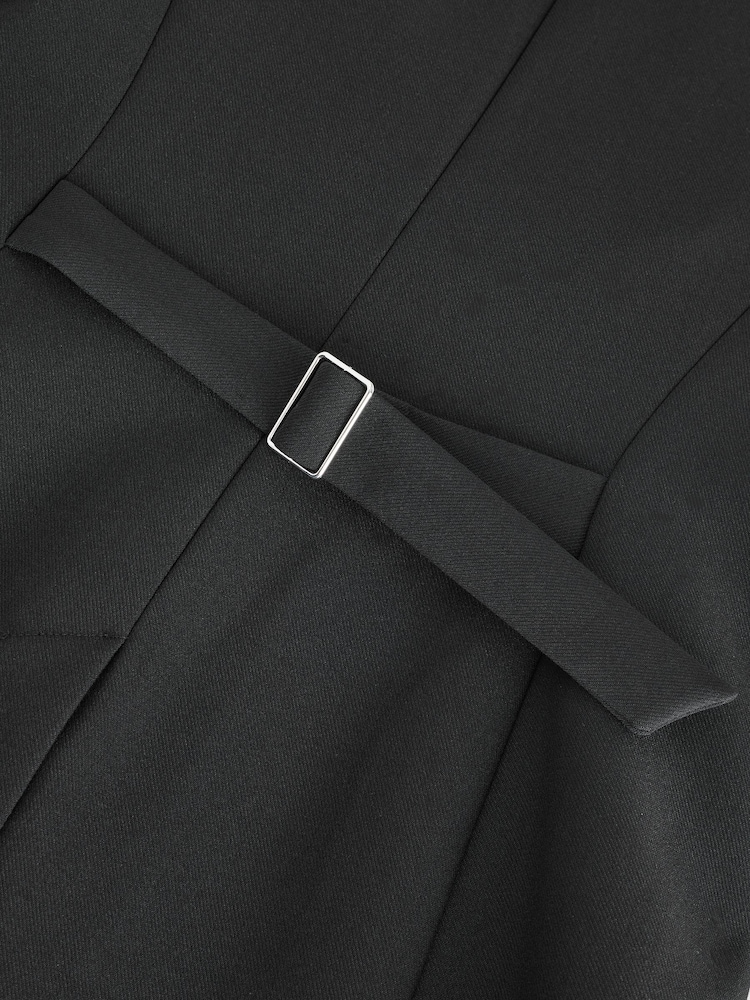 Black V-Neck Collarless Blazer - Image 11 of 11 Black V-Neck Collarless Blazer - Image 11 of 11