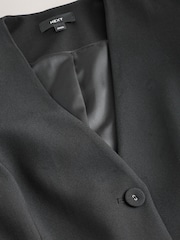 Black V-Neck Collarless Blazer - Image 9 of 11