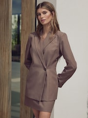 Mink Brown N. Premium Twill Asymmetric Blazer - Image 1 of 8