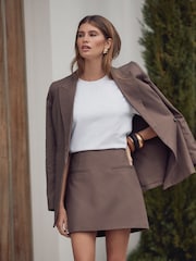 Mink Brown N. Premium Twill Asymmetric Blazer - Image 3 of 8