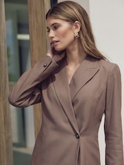 Mink Brown N. Premium Twill Asymmetric Blazer - Image 5 of 8