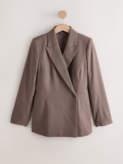 Mink Brown N. Premium Twill Asymmetric Blazer - Image 6 of 8
