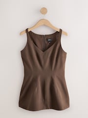 Marron - Peplum V-Neck Top - Image 6 de 8