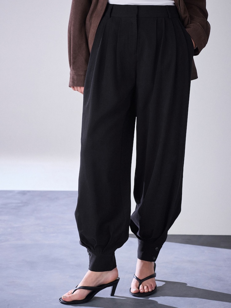 Noir - Balloon Leg Tailored Trousers - Image 2 de 9 Noir - Balloon Leg Tailored Trousers - Image 2 de 9