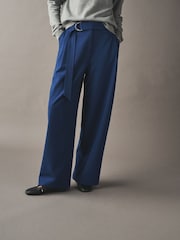 钴蓝色 - Belted Wide Leg Trousers - 图片2 / 4